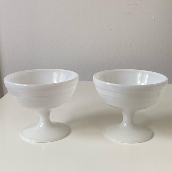 Vintage Platonite Sherbert Dish White Glass Dessert Bowls X2 - Picture 5 of 14
